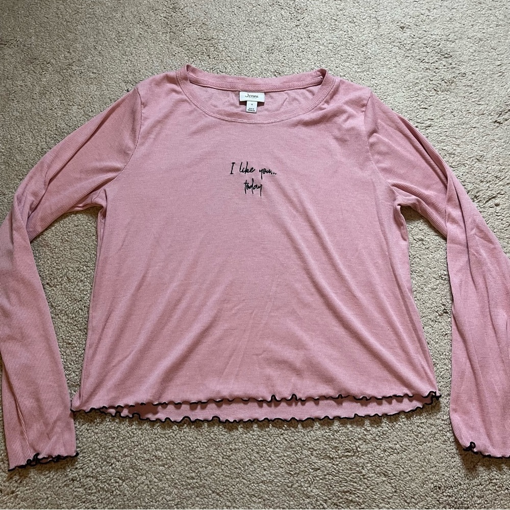 Jenni intimates Long Sleeve pink “I like you…. Today” size medium